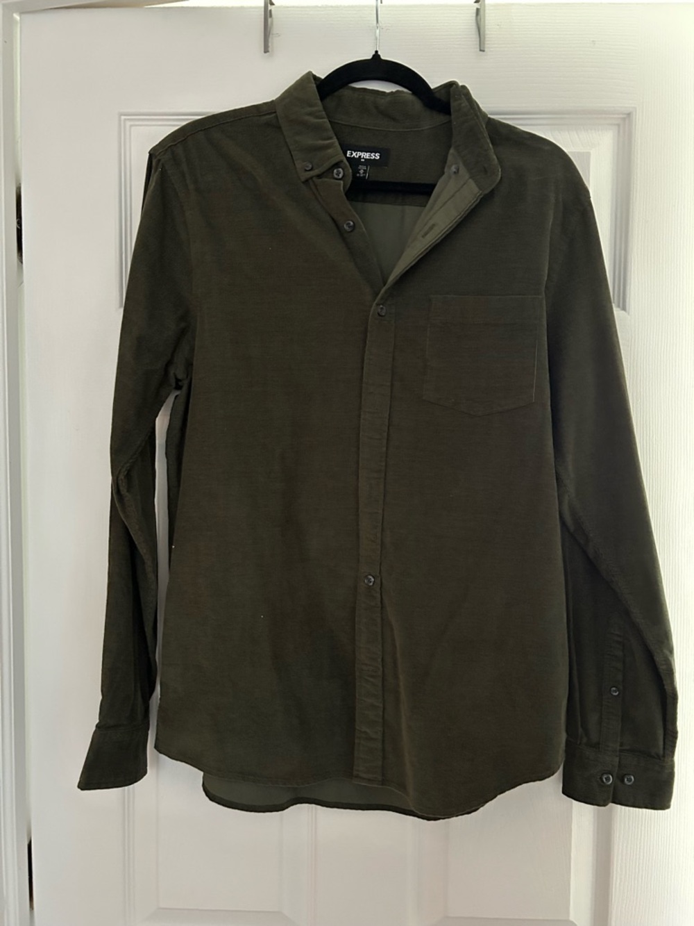 Express Olive Corduroy Button-Down Shirt
